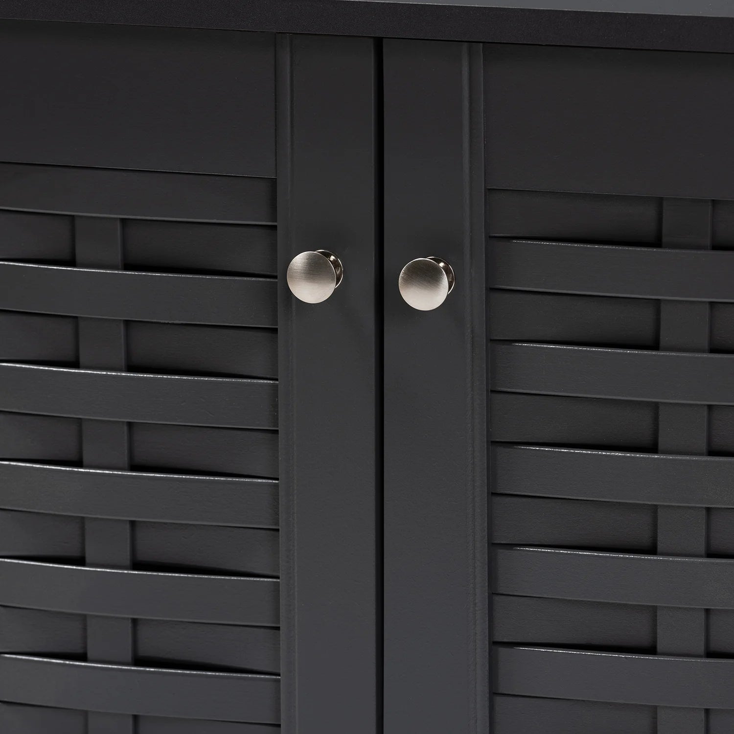 Winda Modern Dark Gray Wooden Storage Cabinet | 2-Door Contemporary Entryway Organizer