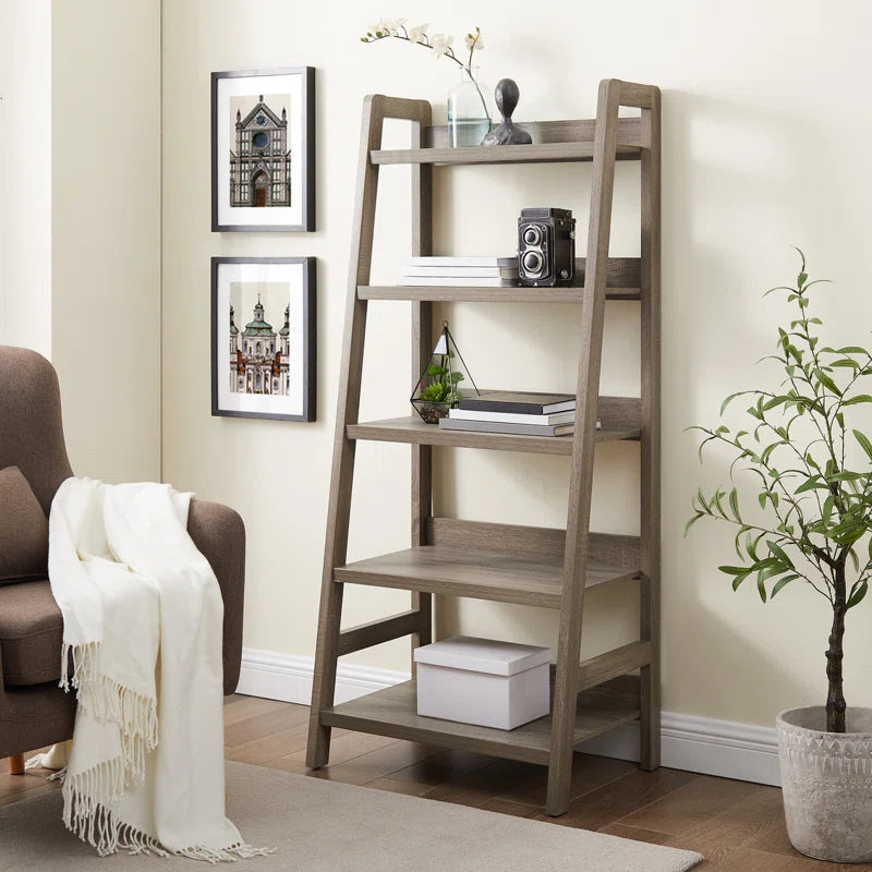 Eiland Ladder Bookcase | Modern 5-Tier Leaning Storage Shelf