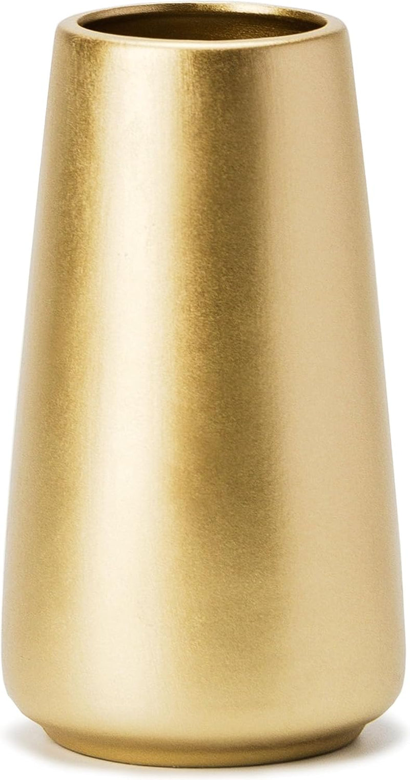 Bright White Vase - 6“ White Ceramic Flower Vase, Boho Vases for Pampas Grass, Minimalist Modern Vases for Home Decor, Table Shelf Living Room Farmhouse Decor