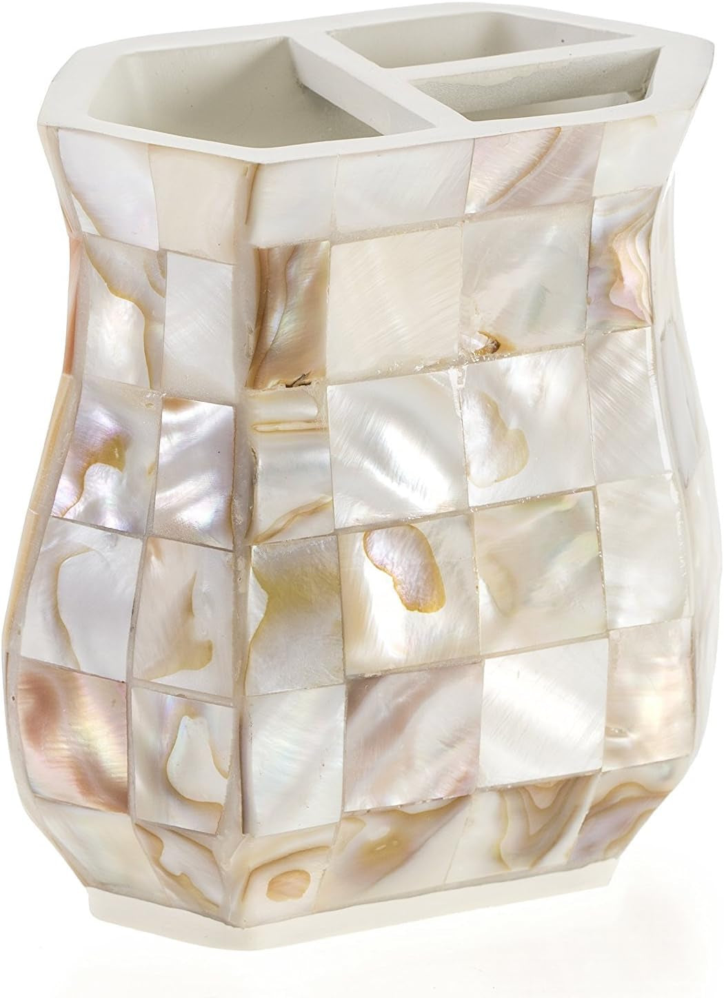 Milano 4-Piece Bathroom Accessory Set | Mother of Pearl Soap Dispenser, Toothbrush Holder, Tumbler & Soap Dish