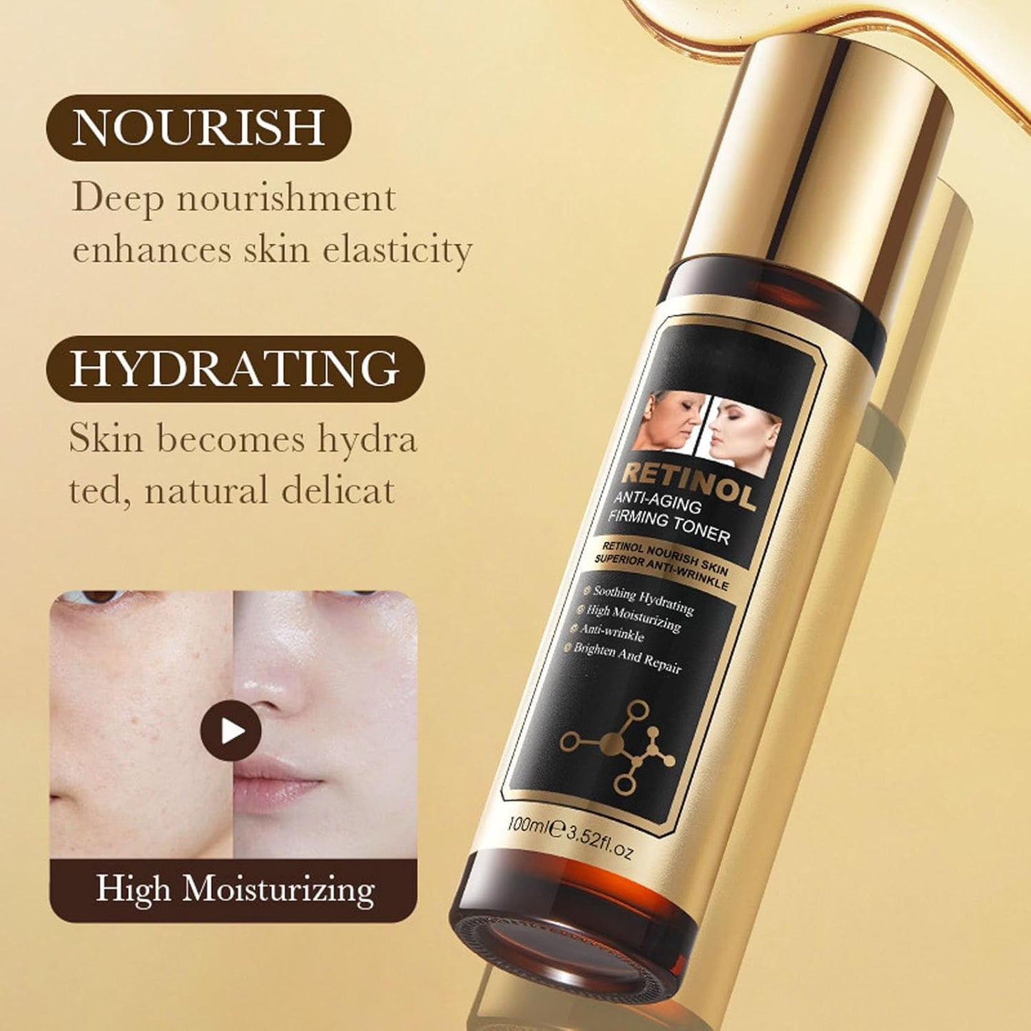 Retinol Skin Care Set | Anti-Aging Face Kit for Women, Firming & Tightening Skincare Set, Brown