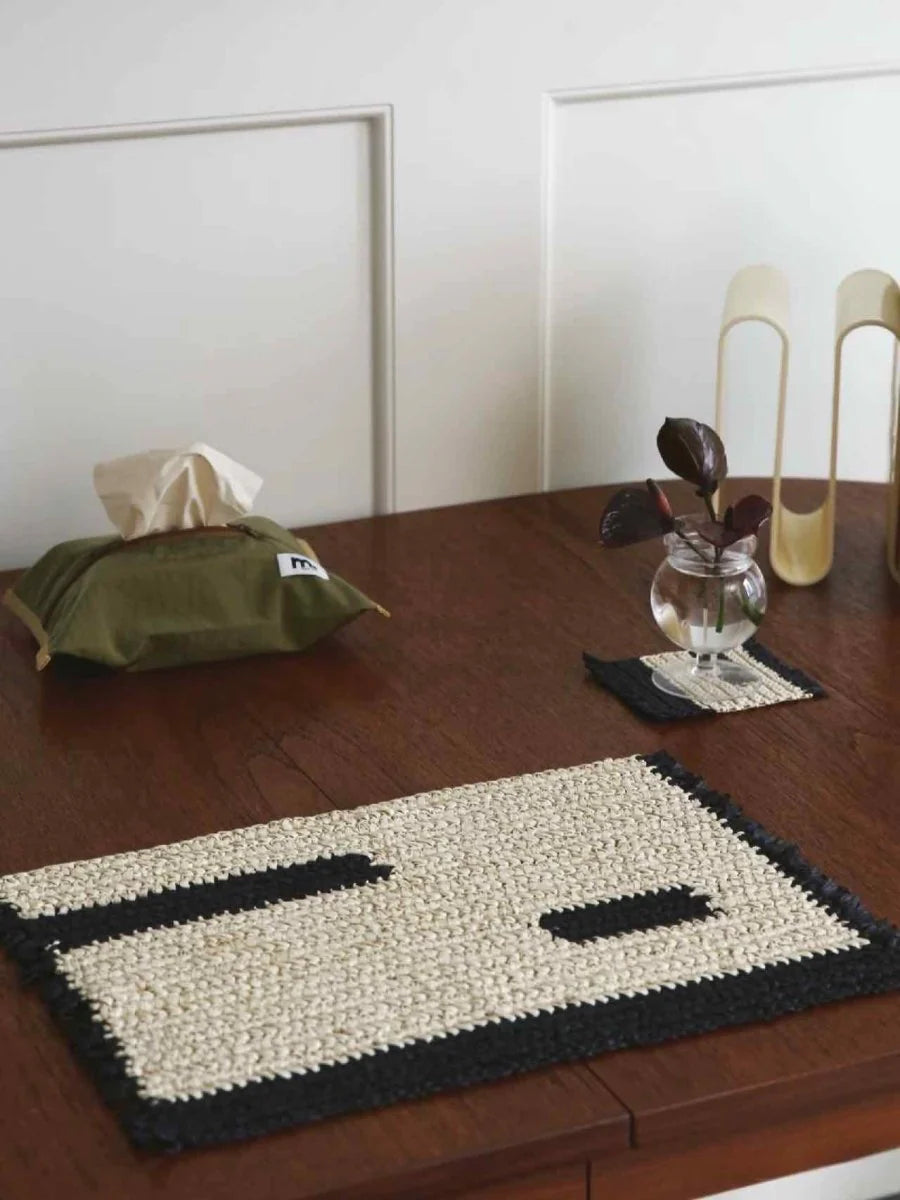 Handmade Nordic Woven Reed Placemats | Set of 4, Retro Elegant Table Setting