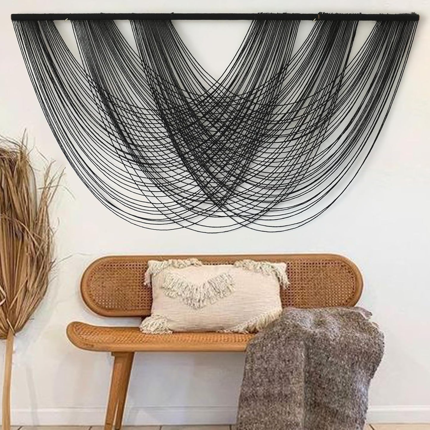 Macrame Wall Hanging | Dip Dye Brown Boho Yarn Tapestry for Modern Living Room & Bedroom, 57" x 35"