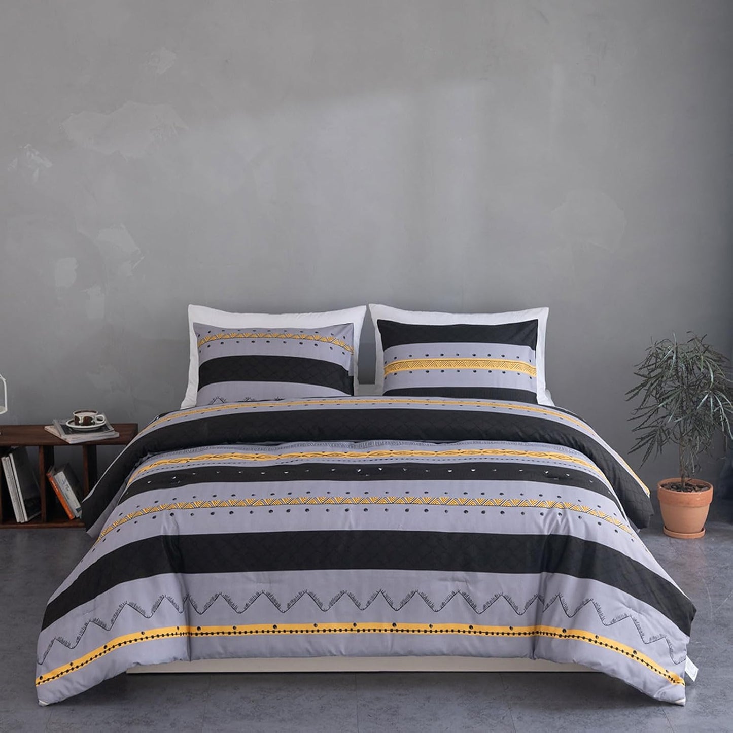 Modern Comforter Set | Soft Microfiber Bedding, 1 Comforter & 2 Pillowcases, Reversible Lightweight Set