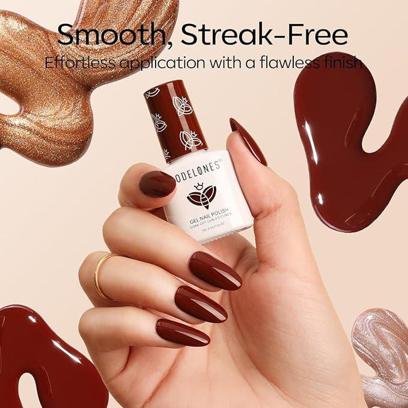 [New Product Sale]Modelones 14Pcs 4 Colors Gel Nail Polish Kit with UV Light, Base&Top Coat and Stickers, Mini Salon at Home, Cat Eye Gel Nail Polish, Jelly Light Pink Manicure Set, Fall Nails, DIY Nail at Home, Budget Friendly Gift