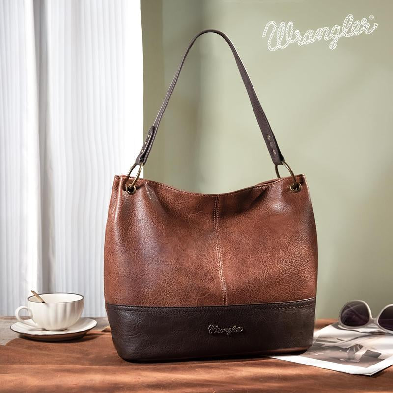 Wrangler Cow Print Hobo Bag Vegan Leather for Woman with Wide Guitar Strap