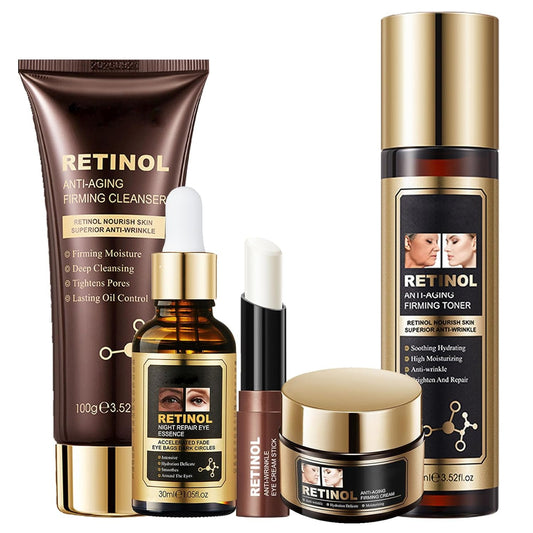 Retinol Skin Care Set | Anti-Aging Face Kit for Women, Firming & Tightening Skincare Set, Brown