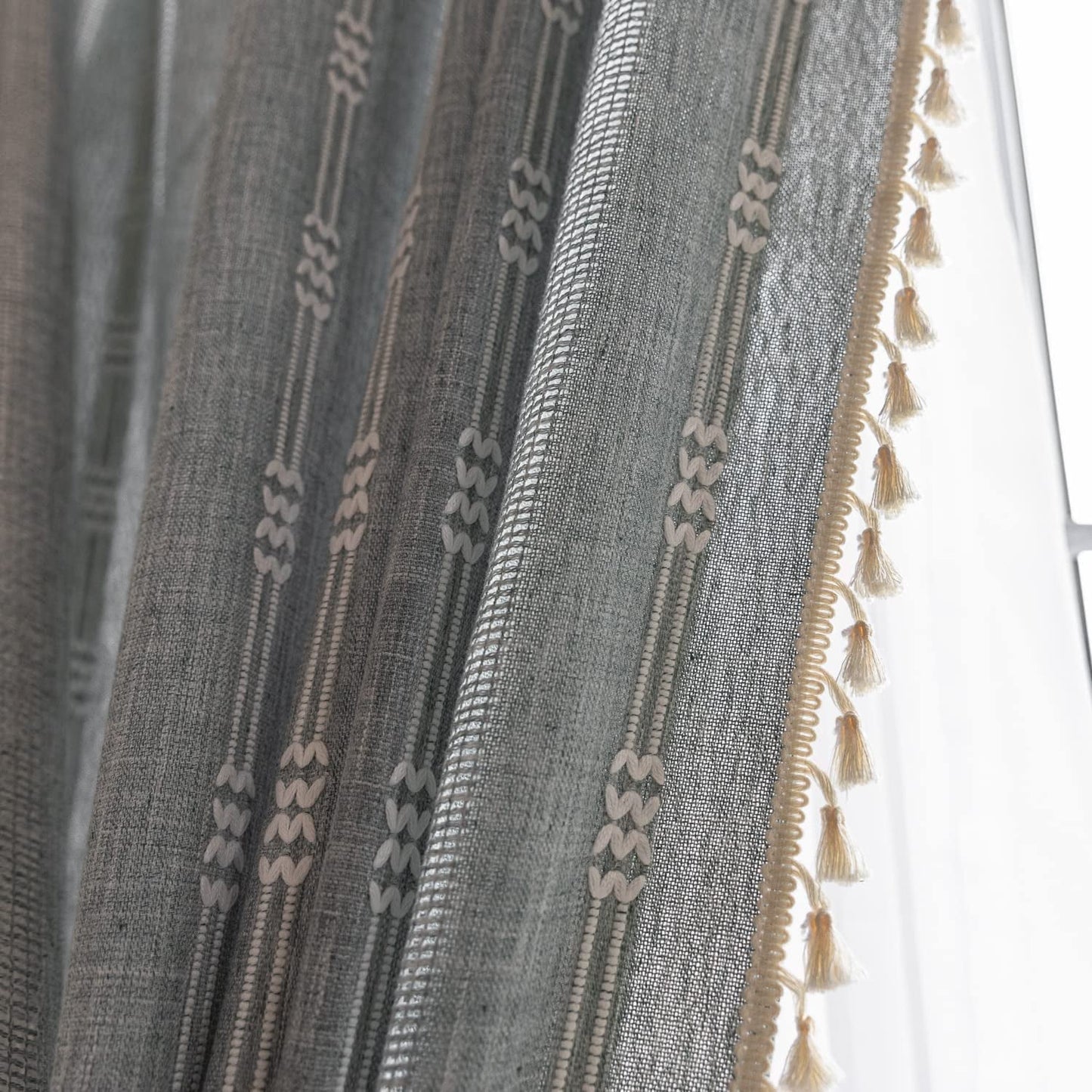 Boho Curtains for Bedroom Gray Vintage Curtains Living Room 52" W X 84" L