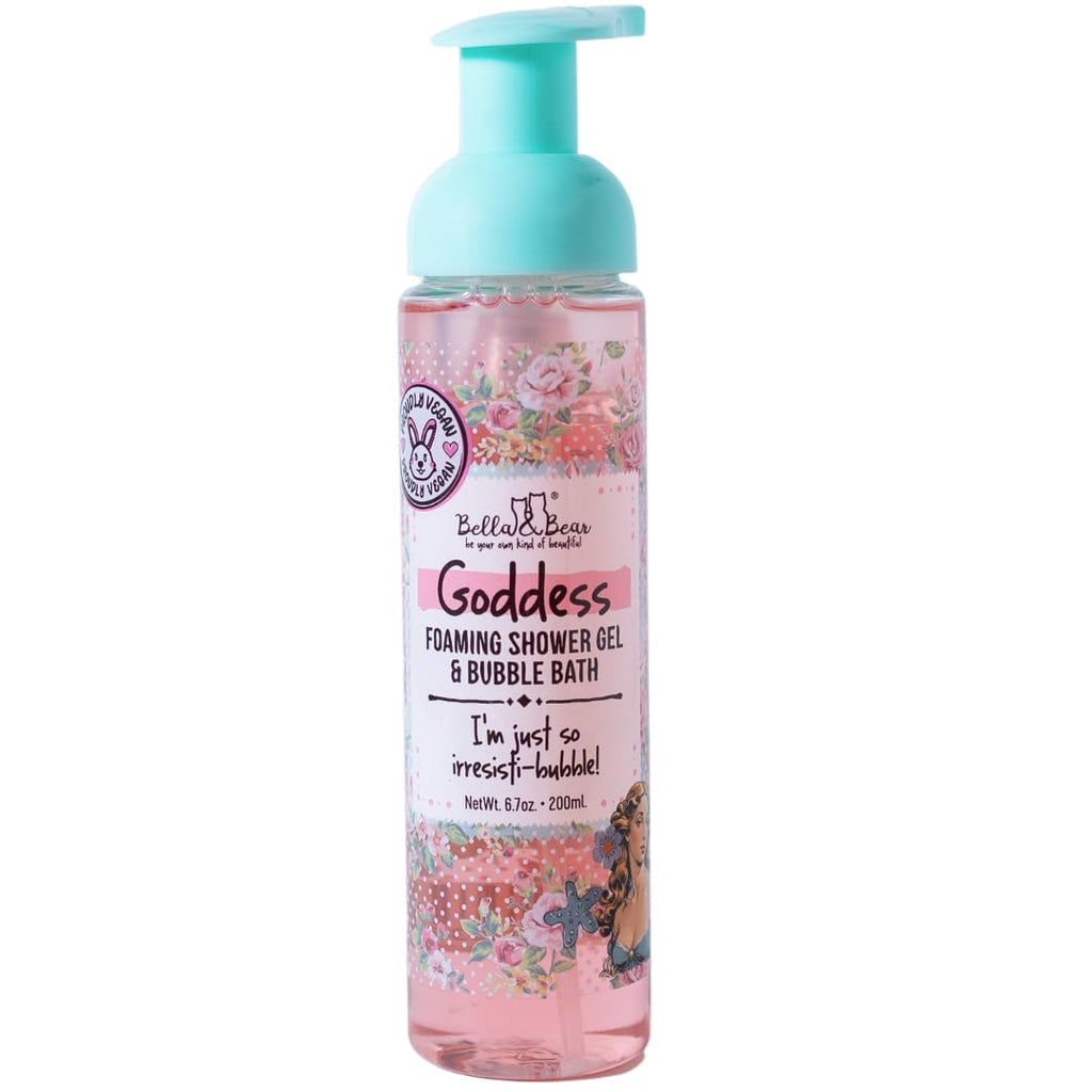 Goddess Mega Bath & Body Gift Set with Foaming Shower Gel & Bubble Bath, Bath Milk, Body Scrub & Lip Scrub and Lip Butter - Gift for Women