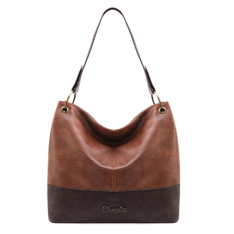 Wrangler Cow Print Hobo Bag Vegan Leather for Woman with Wide Guitar Strap