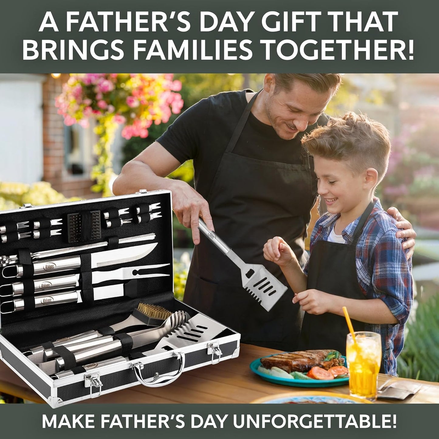 Heavy-Duty Stainless Steel BBQ Grill Tool Set | Grilling Accessories & Gifts for Men, Dad, Christmas, Birthday