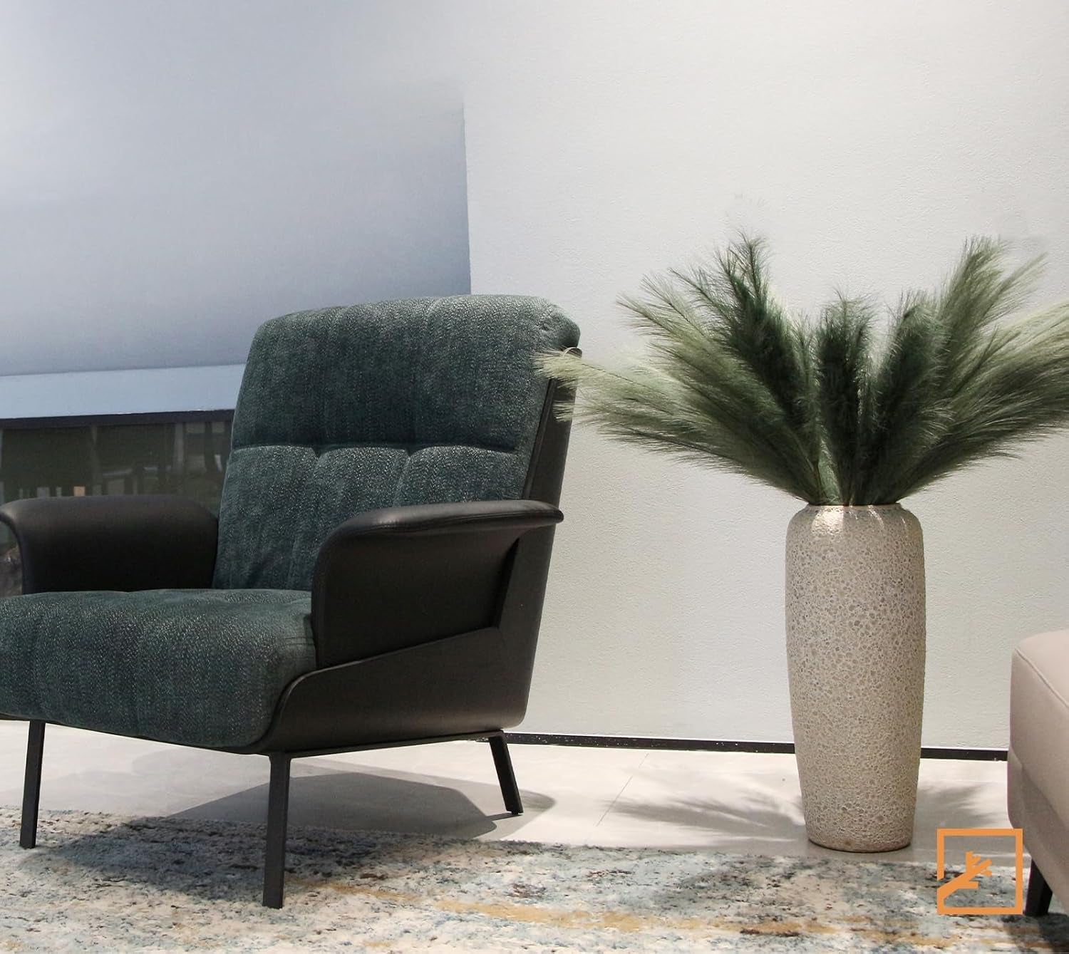 7-Pcs 38"/3.1FT Faux Pampas Grass Large Tall Fluffy Artificial Fake Flower Boho Decor Bulrush Reed Grass for Vase Filler Farmhouse Home Wedding Decor (Green)