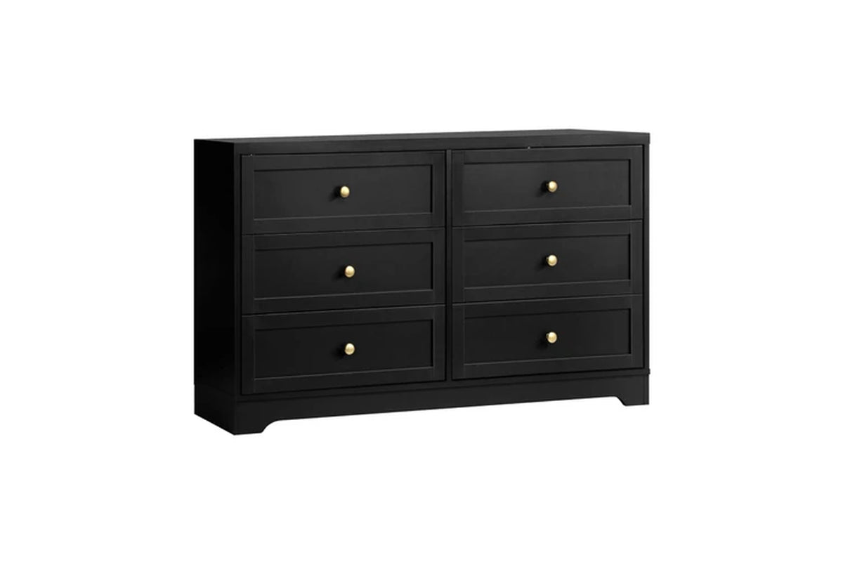 Black 6-Drawer Chest | Bedroom & Living Room Storage Dresser