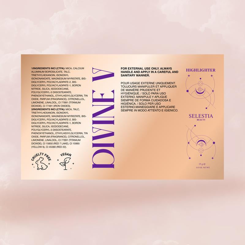 SELESTIA BEAUTY Highlighter Makeup Powder Divine V - Highlighter Powder for Radiant Glow - Face Highlighter for All Skin Tones