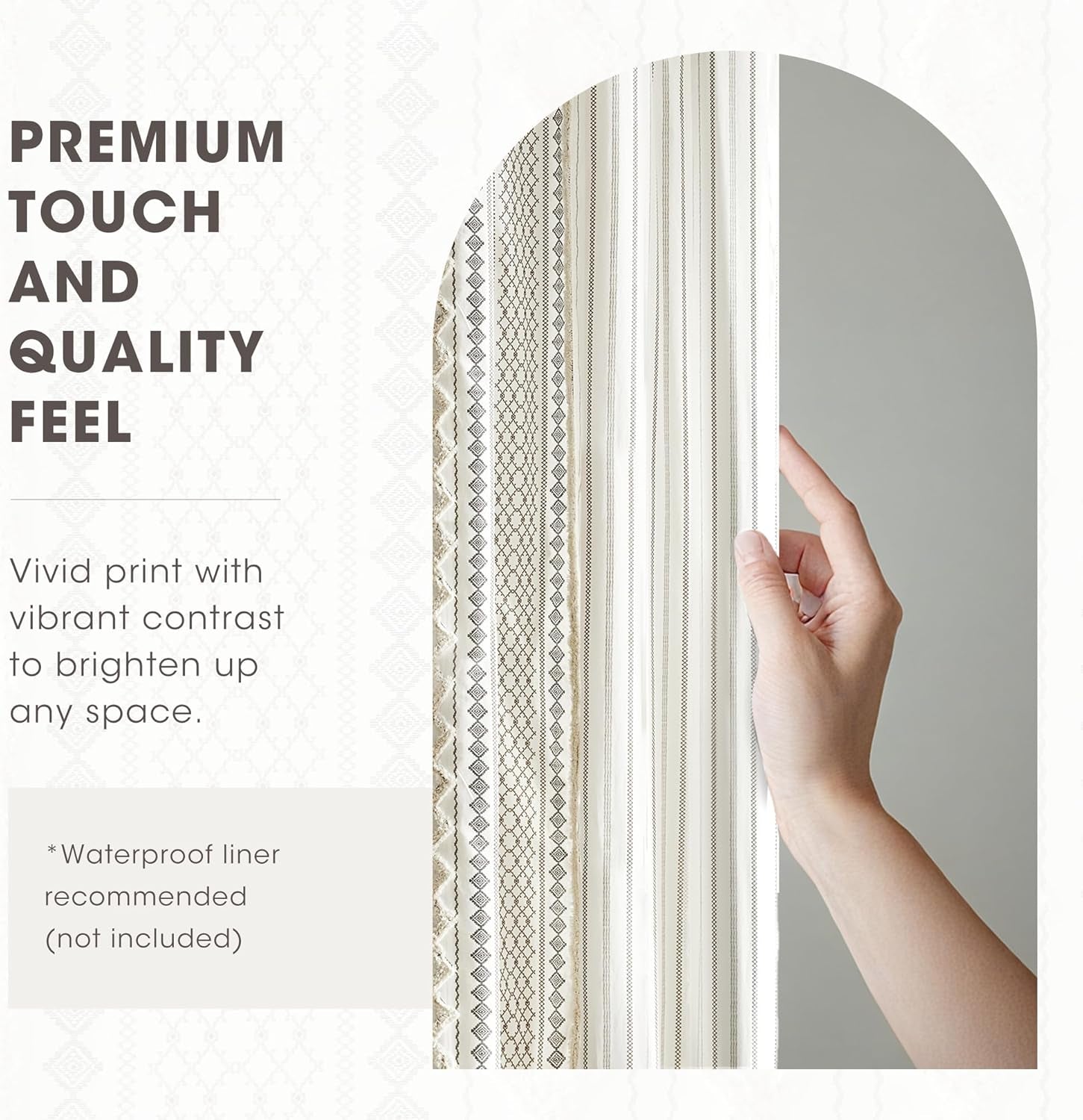 Imani Tufted Chenille Cotton Shower Curtain | 72x72" Ivory Modern Bathroom Décor, Machine Washable