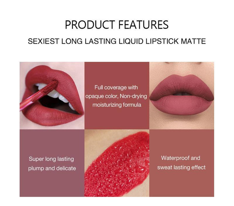 6 Counts Waterproof Long-Lasting Matte Lipstickset Easily Tinted and Moisturizing Lipsticks Suitable for All Occasions Lip Makeup Matte Lipgloss Lipstick Pearls Girls and Women Makeup Accessories Cosmetic Glossy