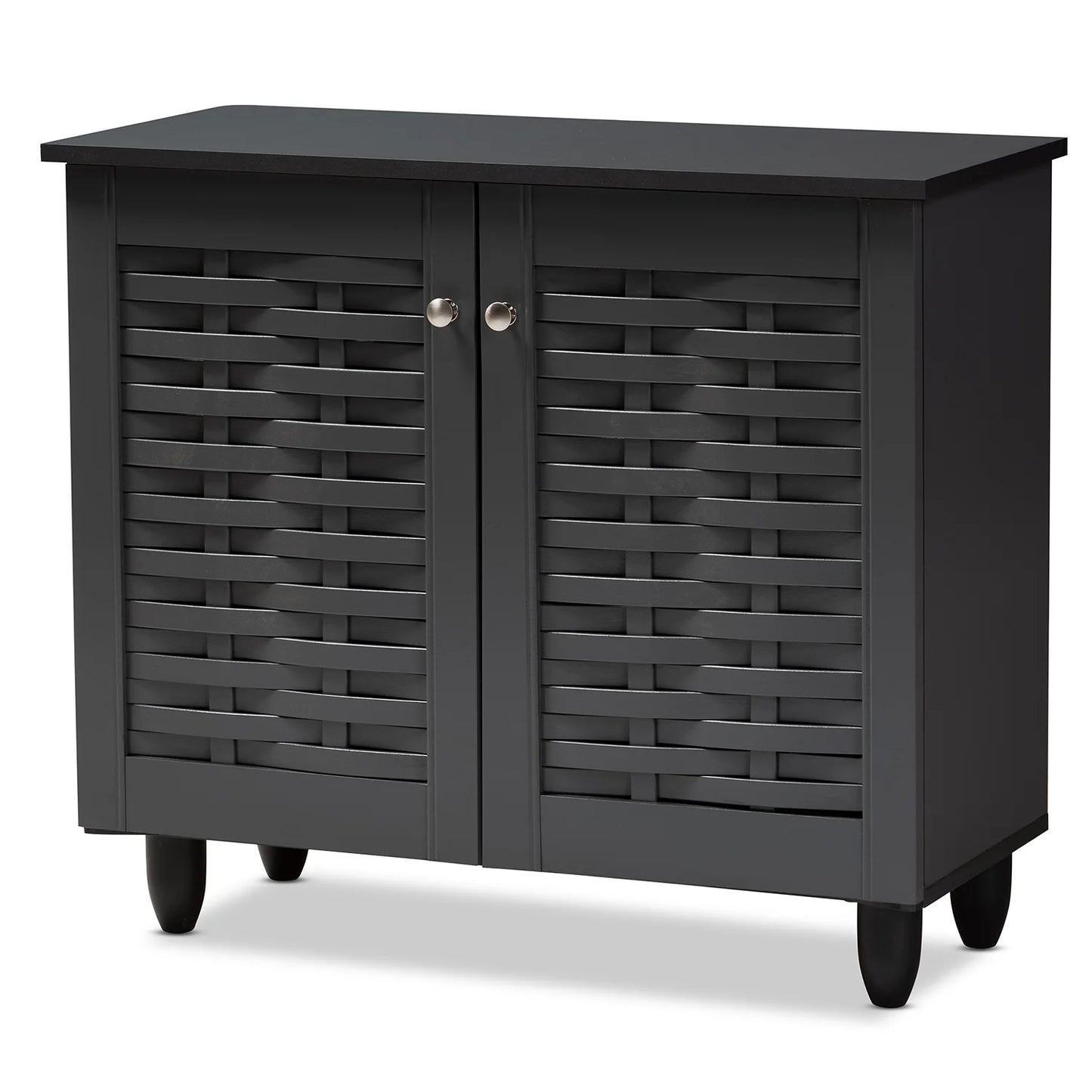 Winda Modern Dark Gray Wooden Storage Cabinet | 2-Door Contemporary Entryway Organizer