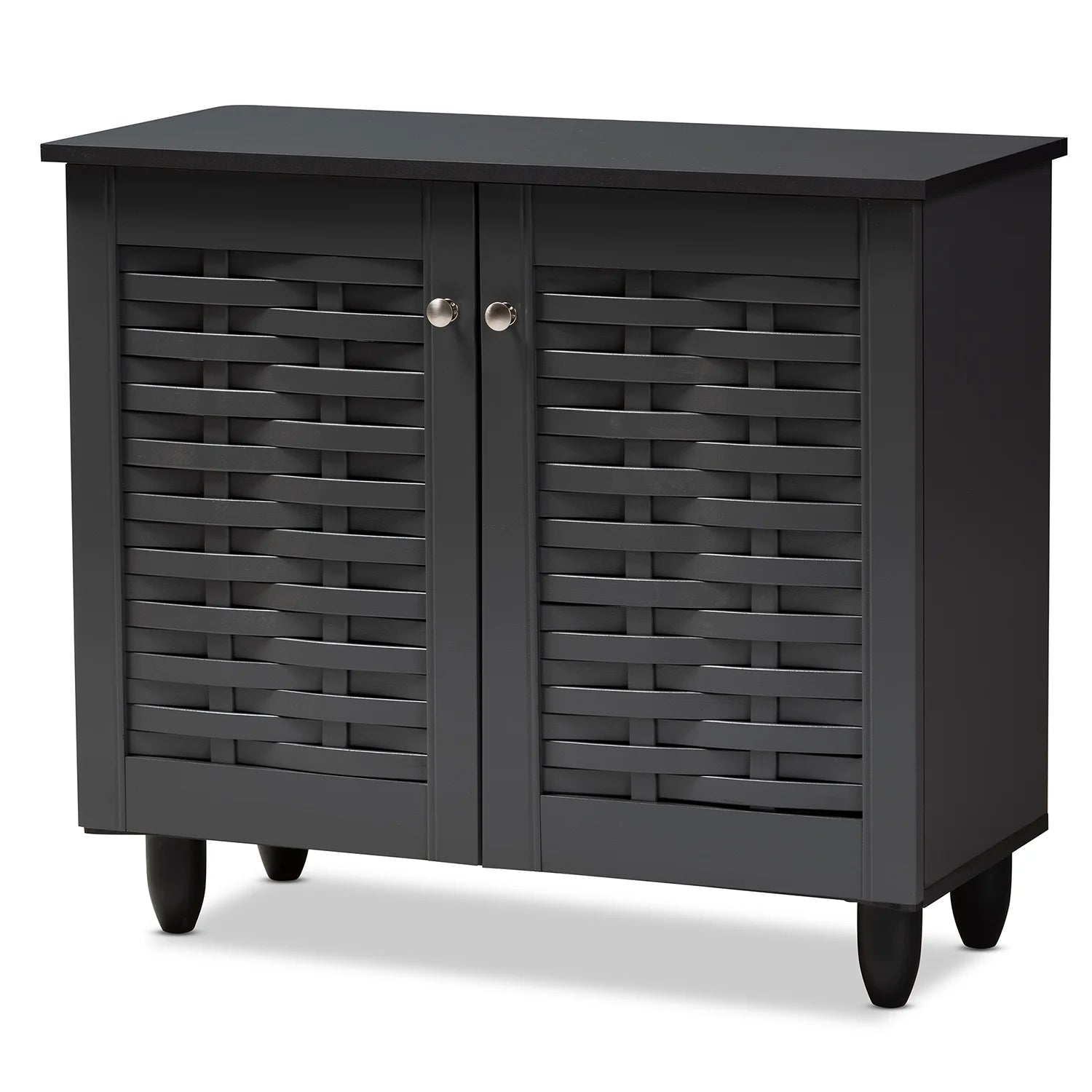Winda Modern Dark Gray Wooden Storage Cabinet | 2-Door Contemporary Entryway Organizer