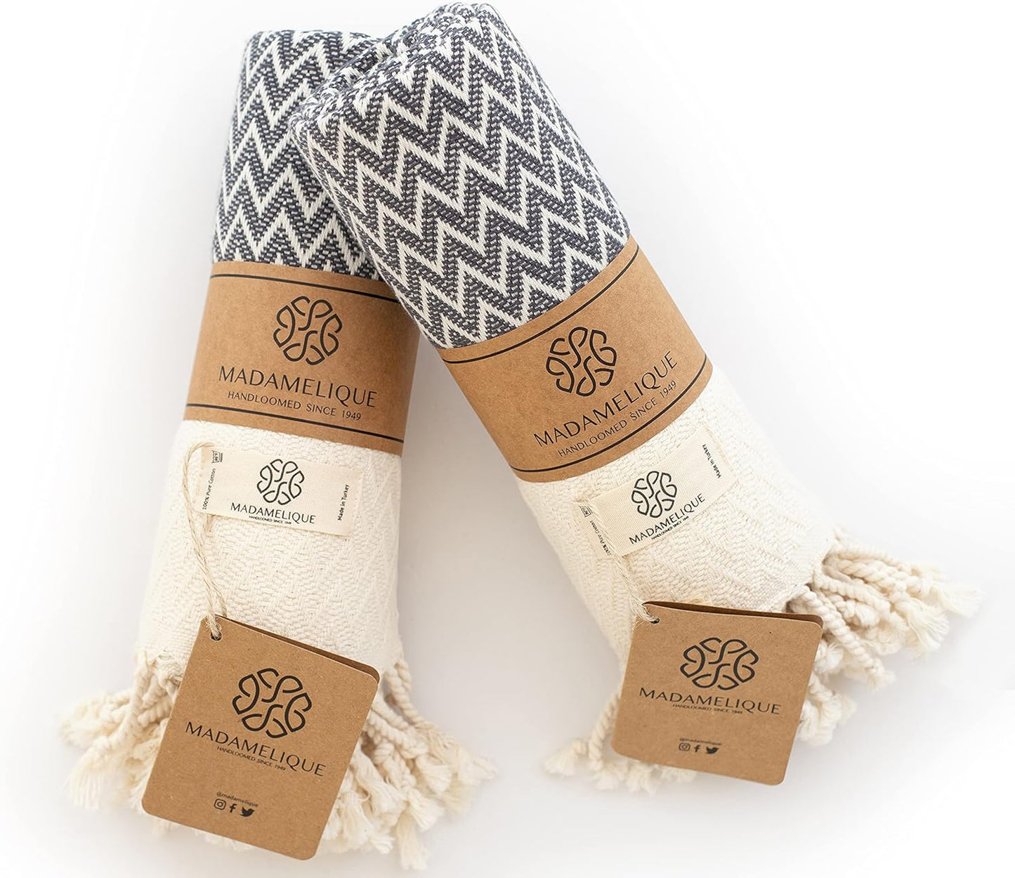 Exclusive Hand Towels Set of 2-18 X 40 Inches - Decorative Bathroom Peshtemal Towel for Hand, Face, Hair, Yoga, Tea, Dishcloth, Kitchen and Bath - 100% Pure Cotton (Beige)