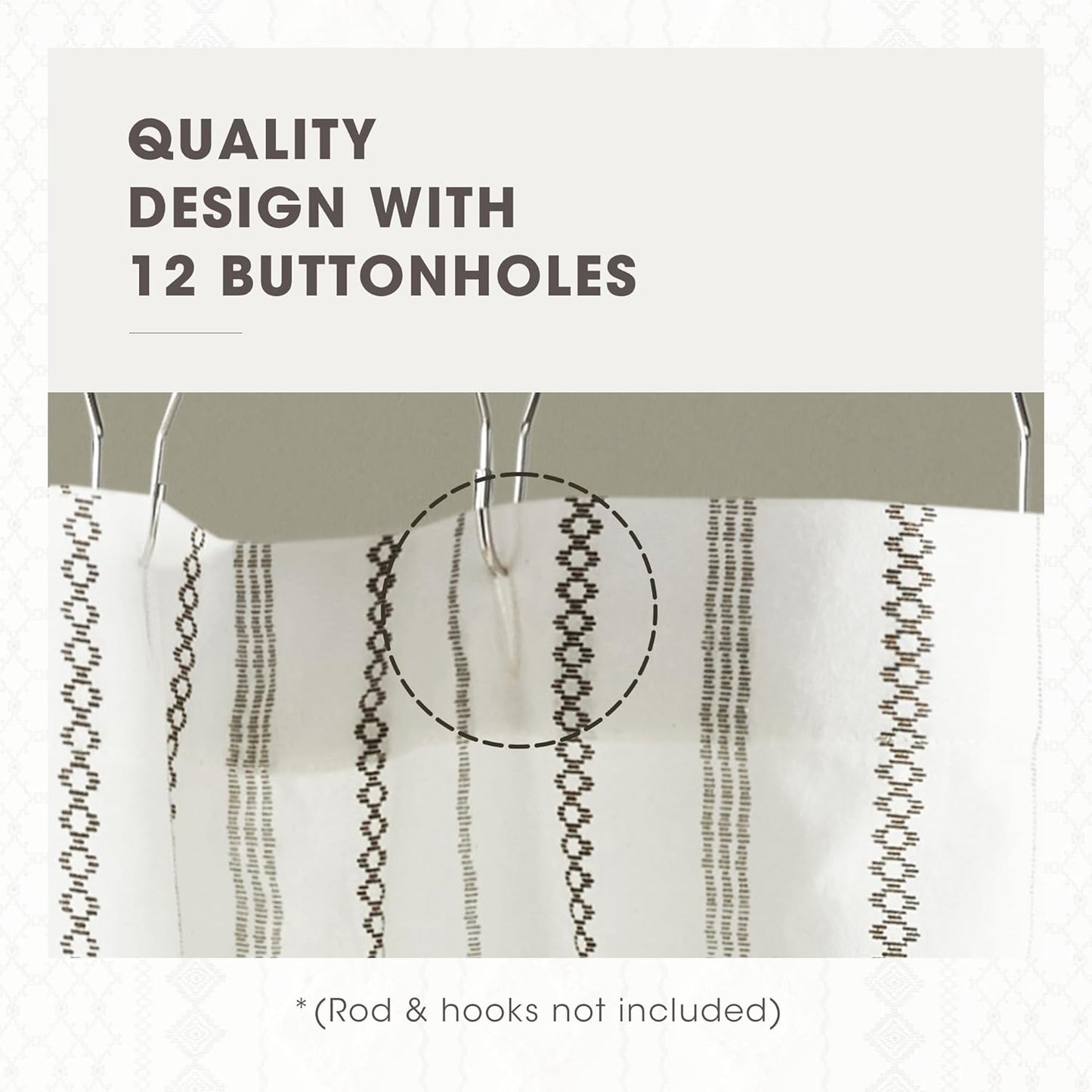 Imani Tufted Chenille Cotton Shower Curtain | 72x72" Ivory Modern Bathroom Décor, Machine Washable