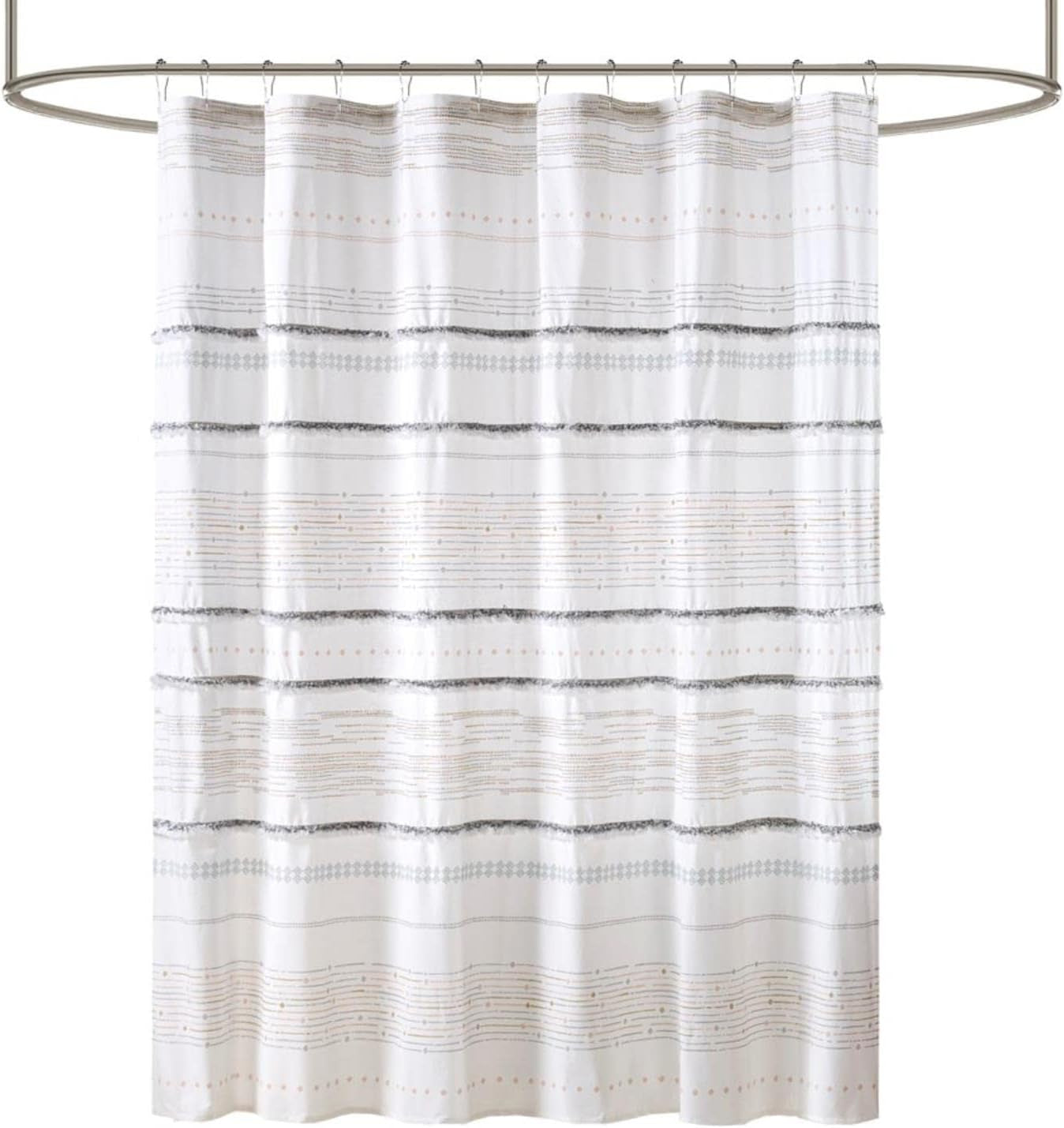 Imani Tufted Chenille Cotton Shower Curtain | 72x72" Ivory Modern Bathroom Décor, Machine Washable