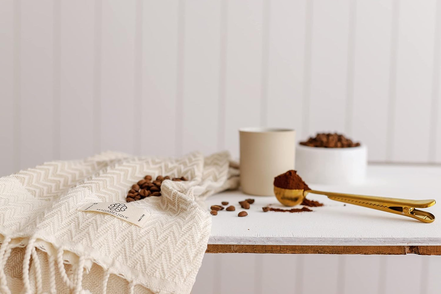 Exclusive Hand Towels Set of 2-18 X 40 Inches - Decorative Bathroom Peshtemal Towel for Hand, Face, Hair, Yoga, Tea, Dishcloth, Kitchen and Bath - 100% Pure Cotton (Beige)