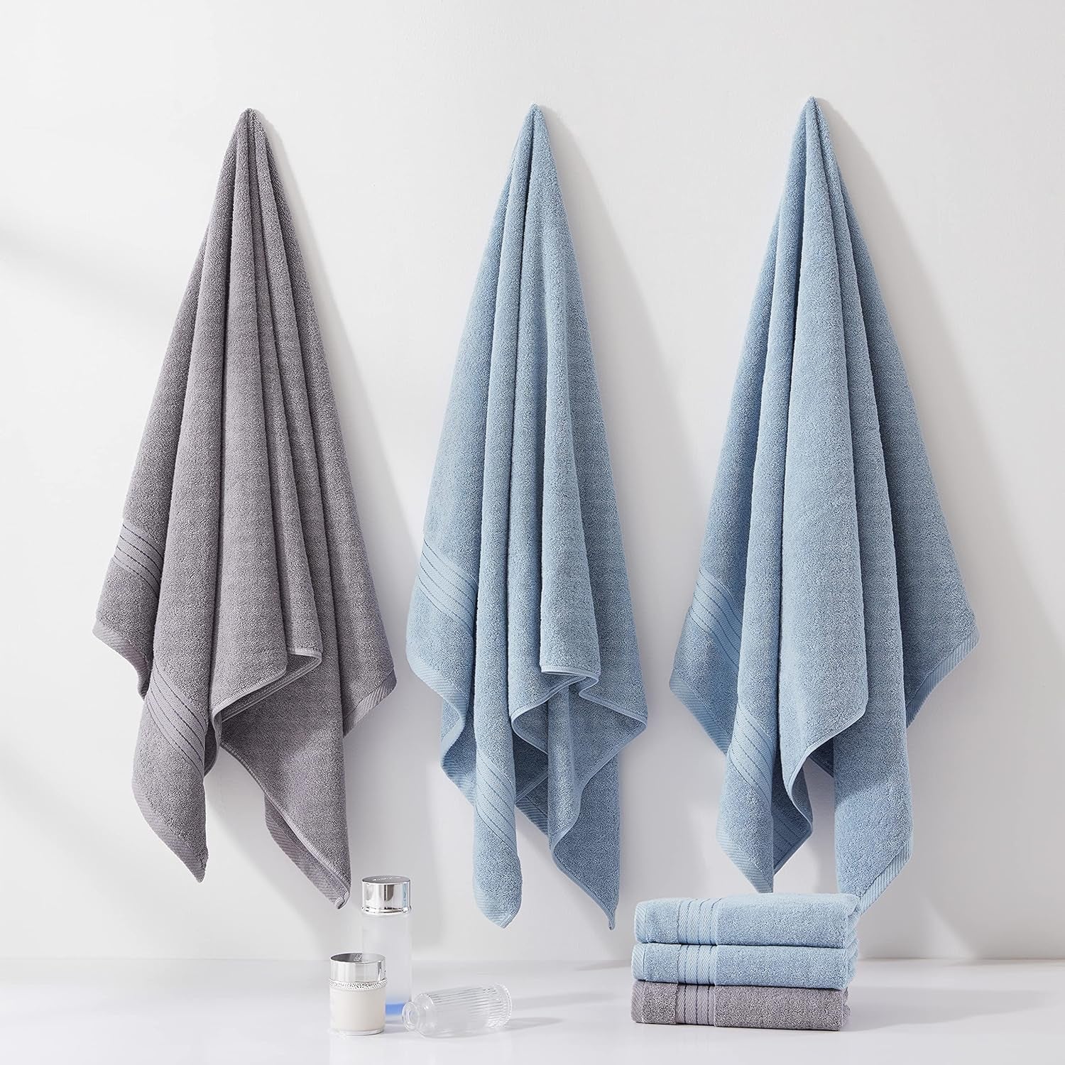 Light Blue 6-Piece Turkish Cotton Towel Set | 650 GSM Luxury Soft, Absorbent & Durable Bathroom Towels