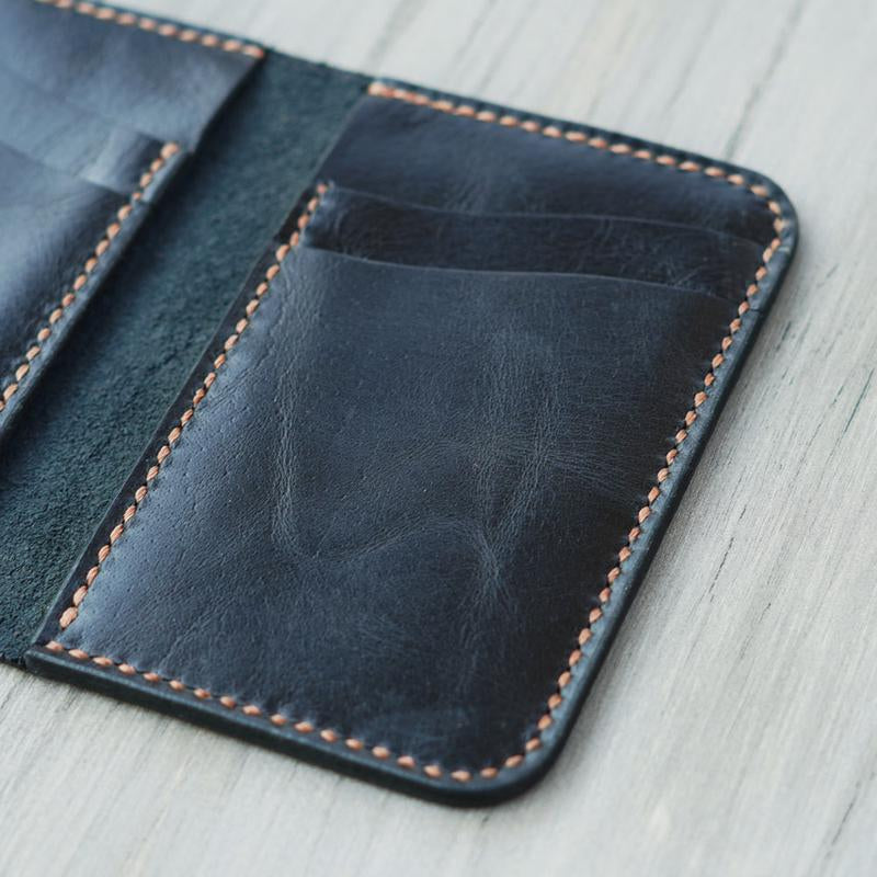 Men’S Handmade Full Grain Leather Wallet Slim Wallet Bifold, Compact and Durable Genuine Leather Card Holder for Everyday Use – Stylish, Fits Front Pocket, Ideal Gift for Him – Black Color