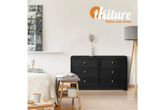 Black 6-Drawer Chest | Bedroom & Living Room Storage Dresser