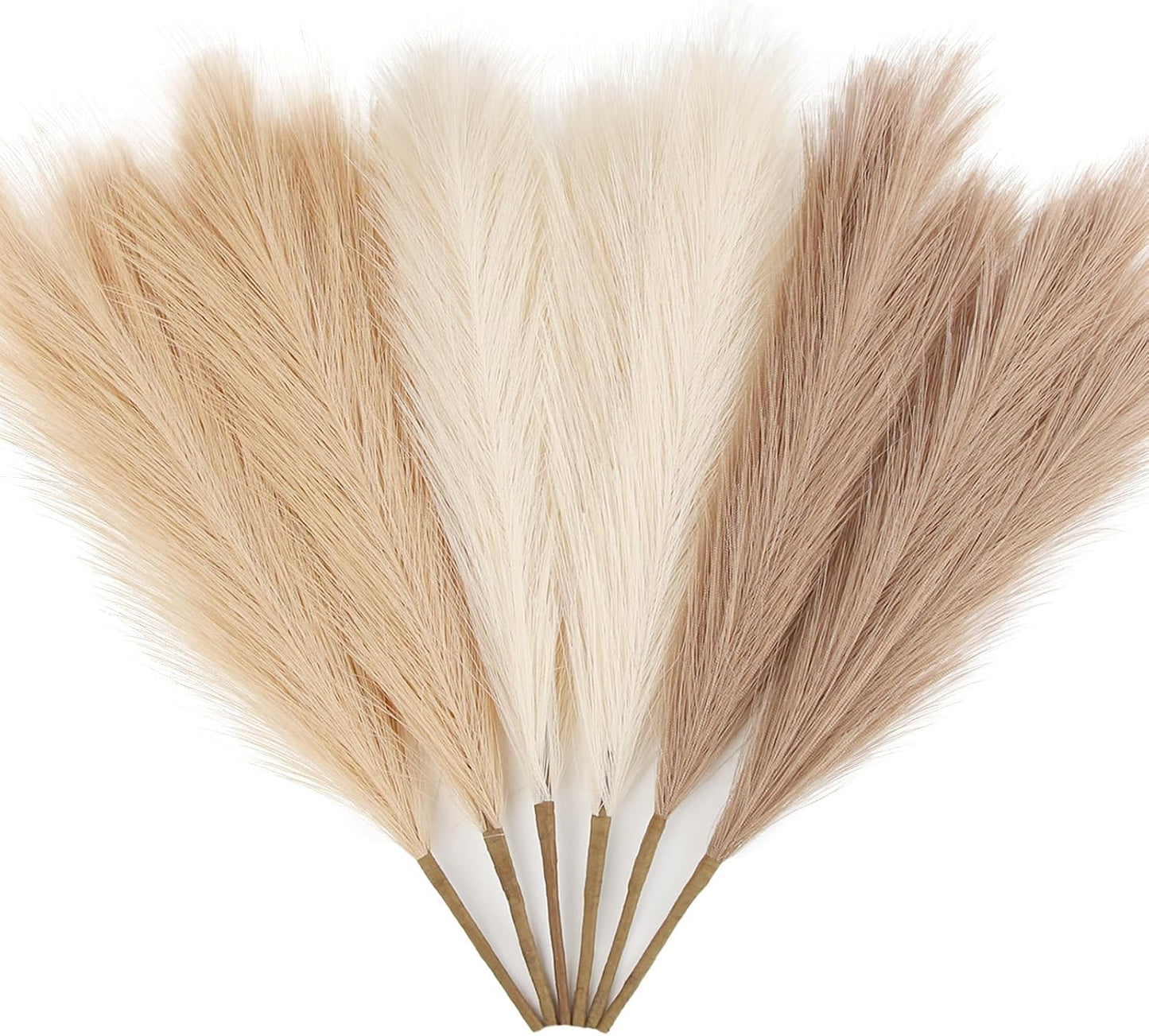 7-Pcs 38"/3.1FT Faux Pampas Grass Large Tall Fluffy Artificial Fake Flower Boho Decor Bulrush Reed Grass for Vase Filler Farmhouse Home Wedding Decor (Green)