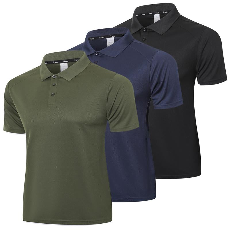 3/5 Pack Mens Polo Shirts Quick Dry Short Sleeve Golf T Shirt Performance Moisture Wicking Summer Casual Workout Tops