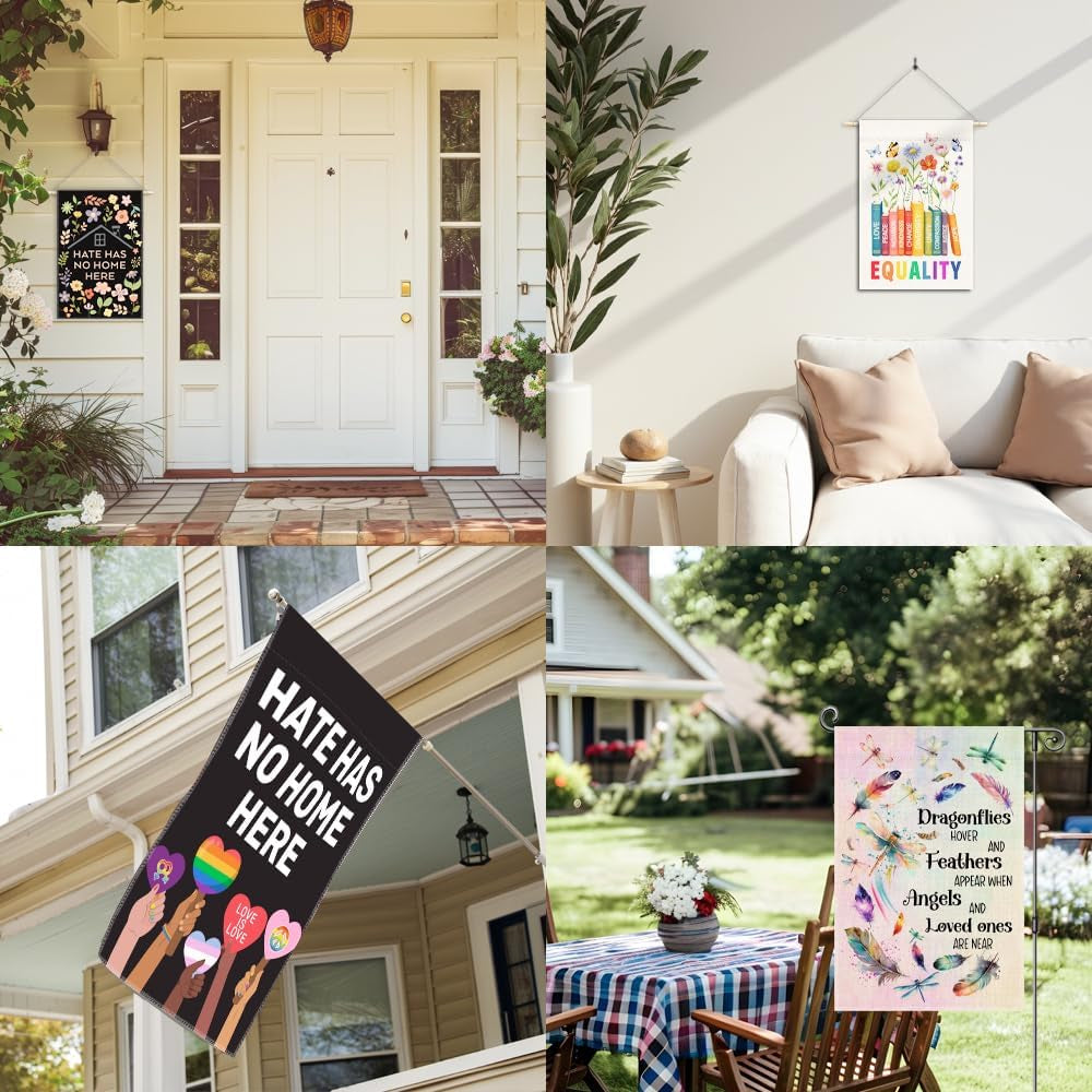 Hate Has No Home Here Garden Flag | Equality & Inclusion Yard Banner for Outdoor Décor
