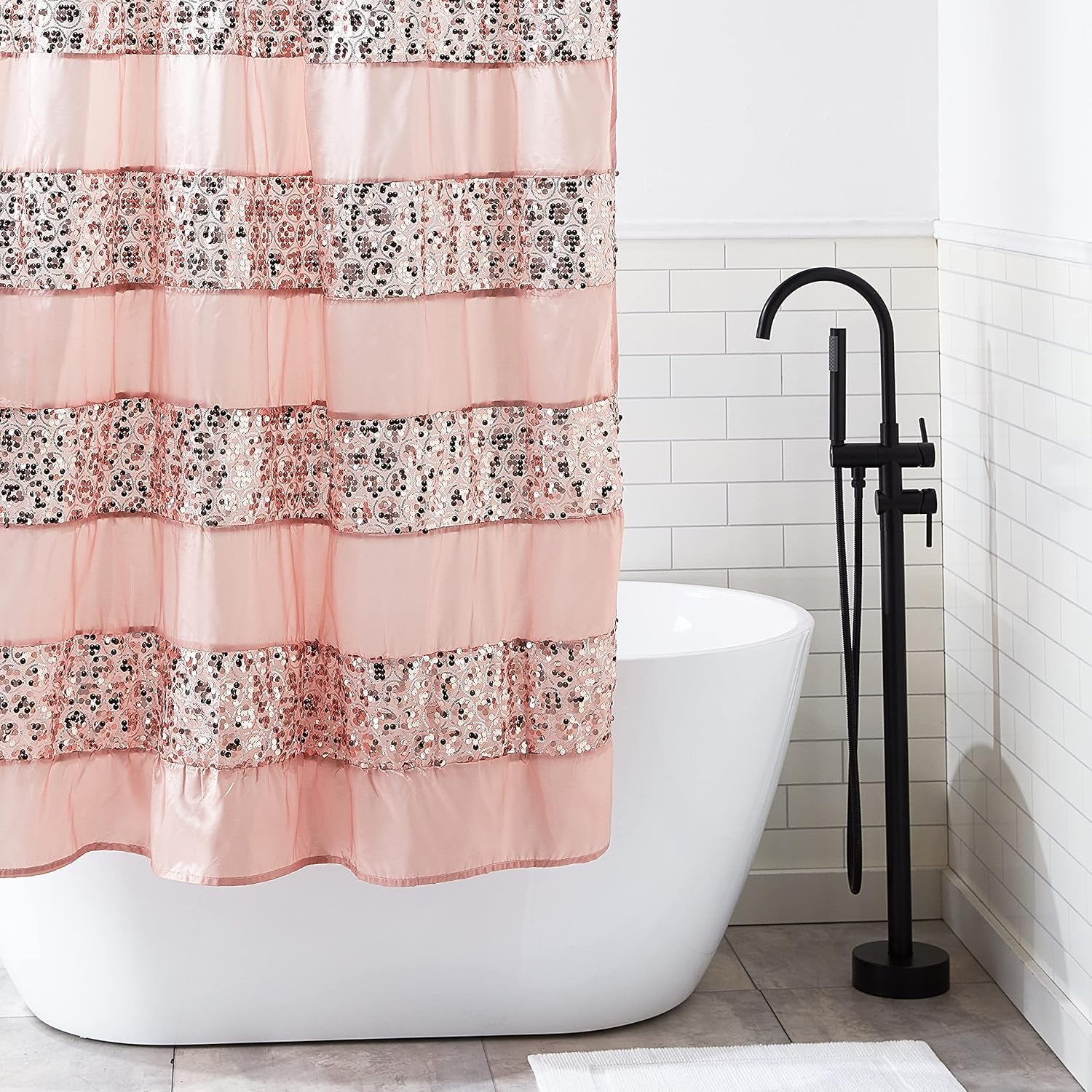 Sinatra Collection Shower Curtain | Blush Pink Modern Bathroom Décor
