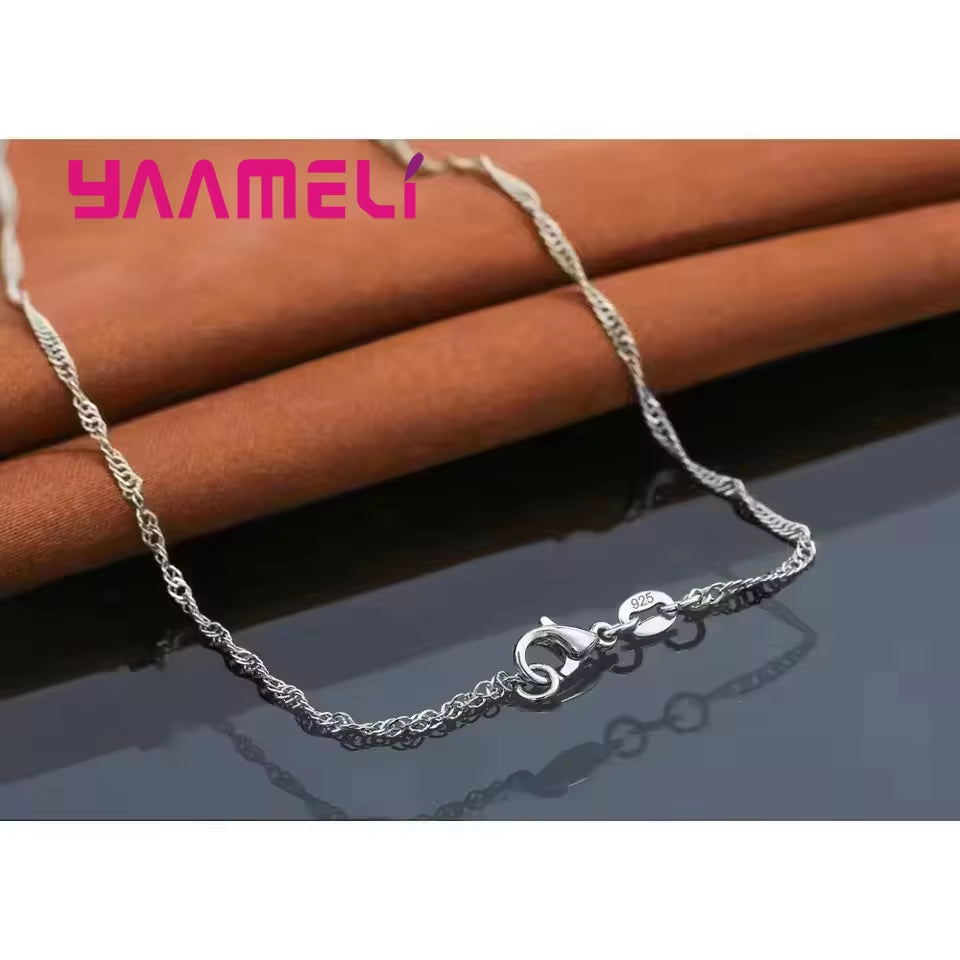 925 Sterling Silver Color Bridal Jewelry Set Classic Cubic Zircon Crystal Pendant Necklace Stud Earrings for Women Girls Gift