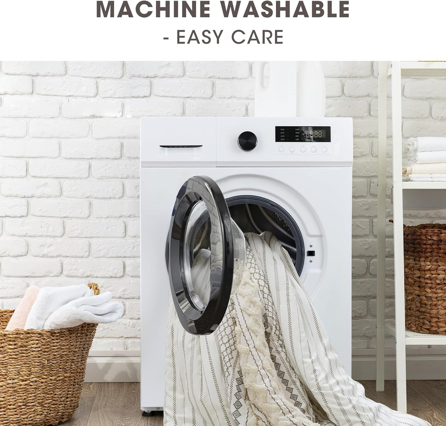 Imani Tufted Chenille Cotton Shower Curtain | 72x72" Ivory Modern Bathroom Décor, Machine Washable