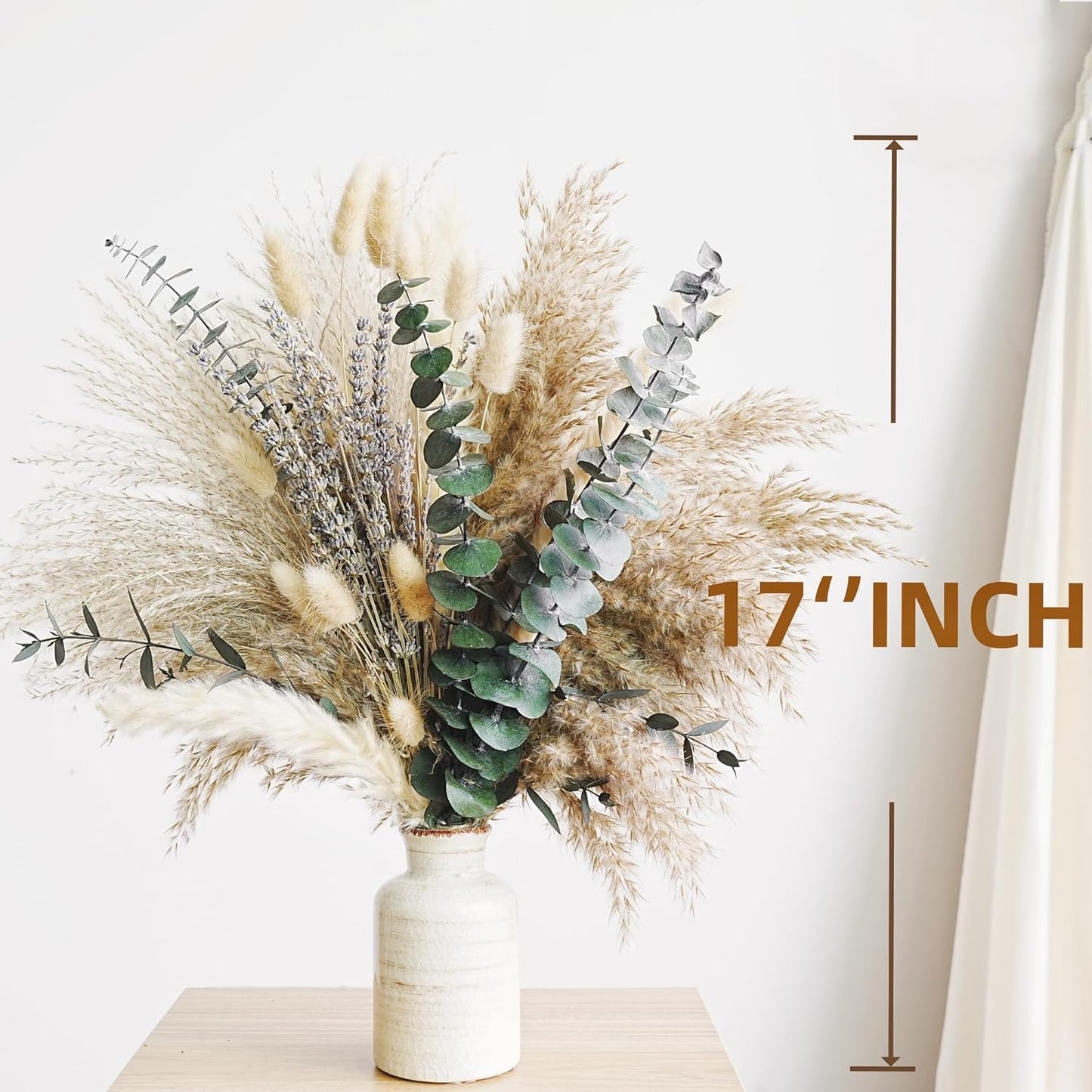 Green Pampas Grass Boho Bouquet | Lavender & Eucalyptus Dried Flowers Home, Bedroom & Wedding Décor