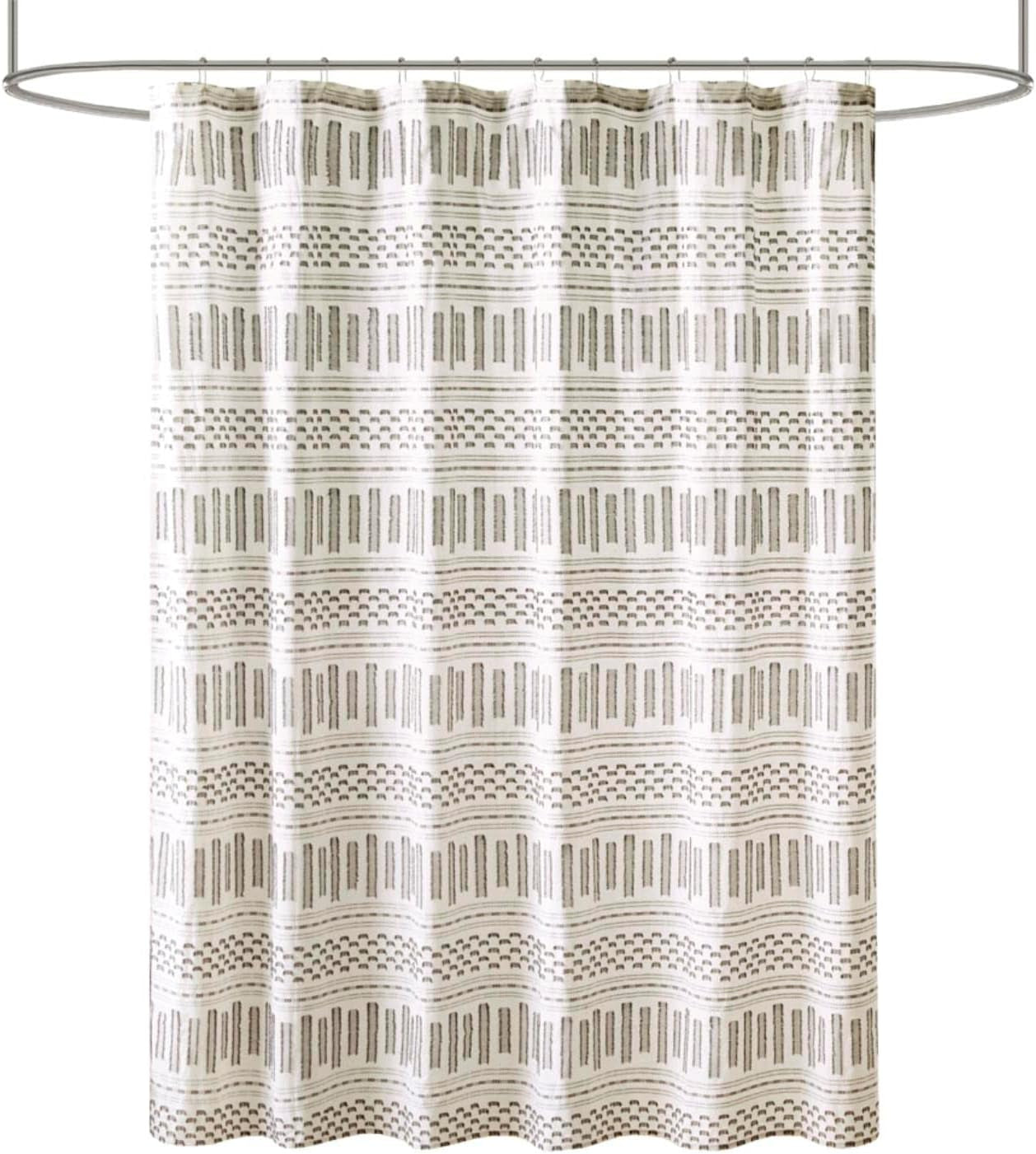 Imani Tufted Chenille Cotton Shower Curtain | 72x72" Ivory Modern Bathroom Décor, Machine Washable