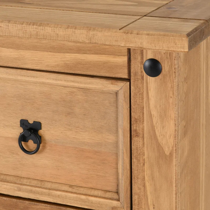 Odelie Solid Wood Farmhouse Buffet Cabinet Sideboard 2 Doors 5 Drawers