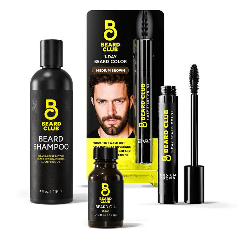 Beard Club One-Day Beard & Eyebrow Color - Available in Four Colors and Four Sizes - Temporary Color for Beard and Eyebrows, Covers Greys, Fills in Patches, and Enhances Volume - 30 Applications per Tube
