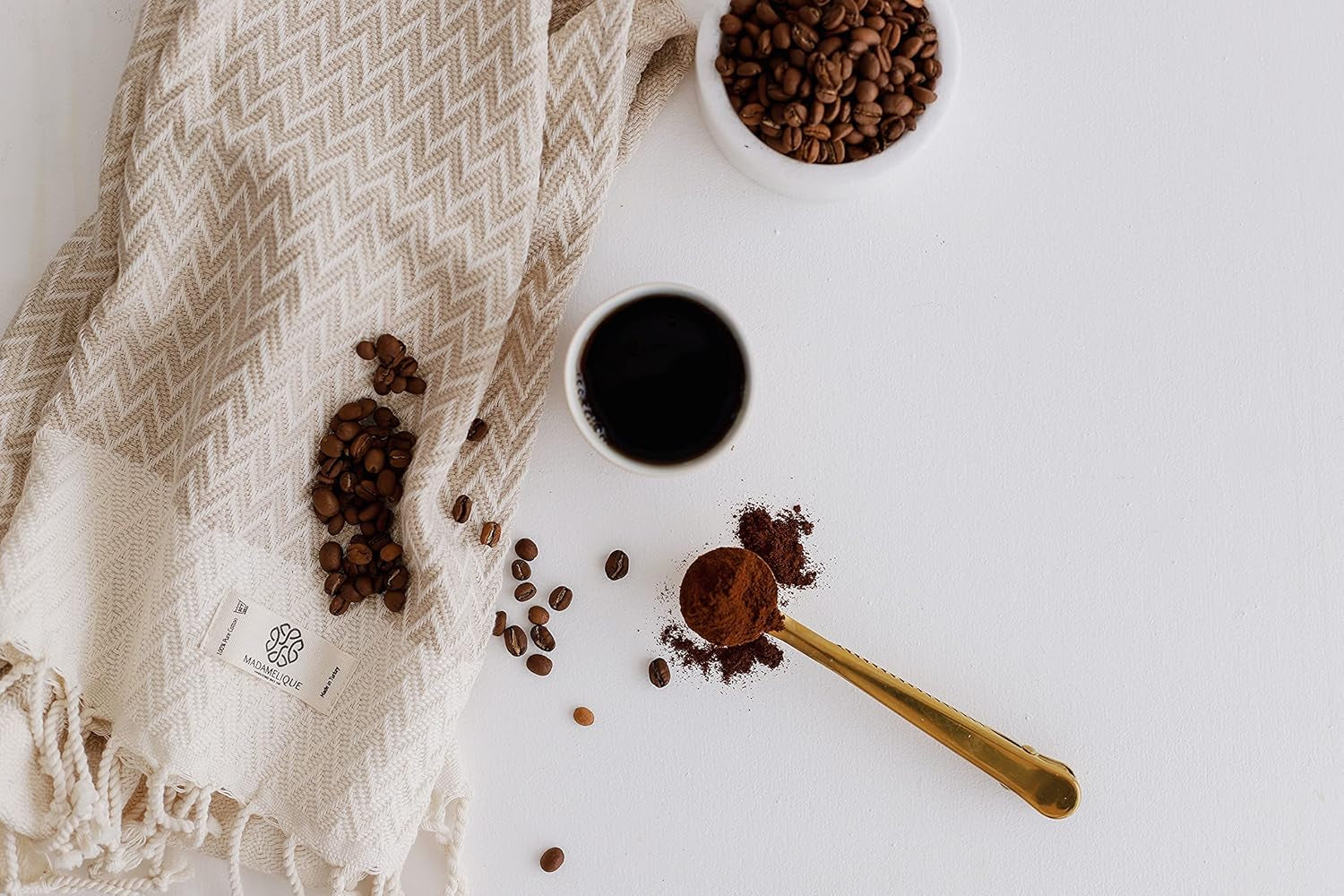 Exclusive Hand Towels Set of 2-18 X 40 Inches - Decorative Bathroom Peshtemal Towel for Hand, Face, Hair, Yoga, Tea, Dishcloth, Kitchen and Bath - 100% Pure Cotton (Beige)