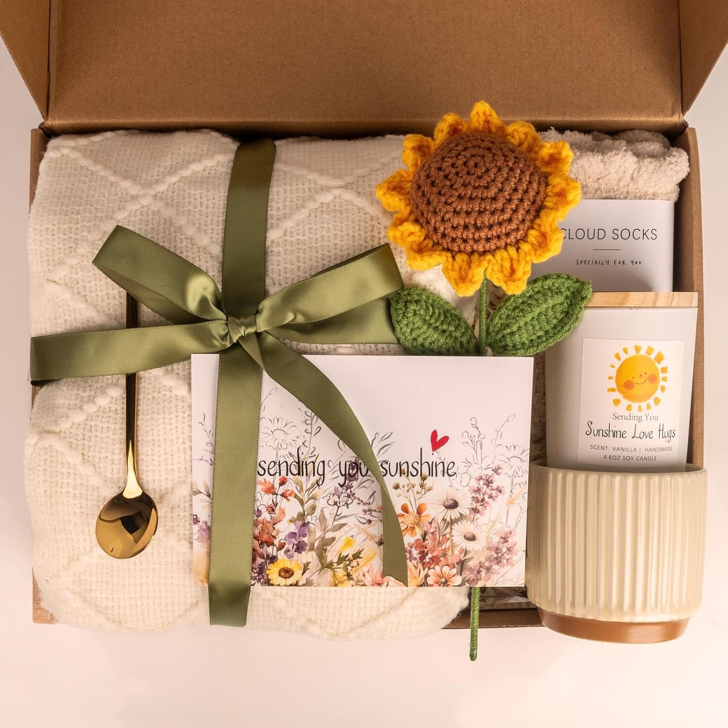 Sunflower Gift Basket for Women | Unique Birthday, Get Well Soon & Thinking of You Care Package