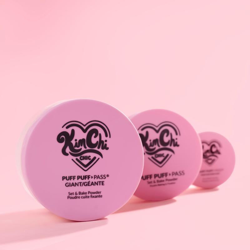 Kimchi Chic Beauty GIANT Puff Puff Pass Set & Bake Powder with Rice Powder & Vitamin-E, Lightweight & Translucent Makeup