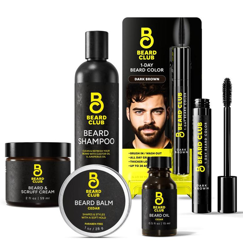 Beard Club One-Day Beard & Eyebrow Color - Available in Four Colors and Four Sizes - Temporary Color for Beard and Eyebrows, Covers Greys, Fills in Patches, and Enhances Volume - 30 Applications per Tube