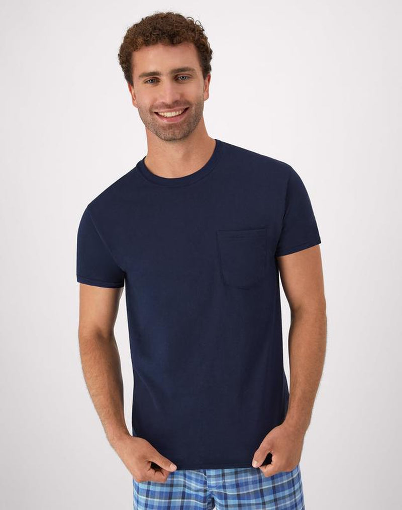 Hanes Men'S Cotton Pocket T-Shirt, Moisture-Wicking with Odor Control, Assorted Solids, 6-Pack