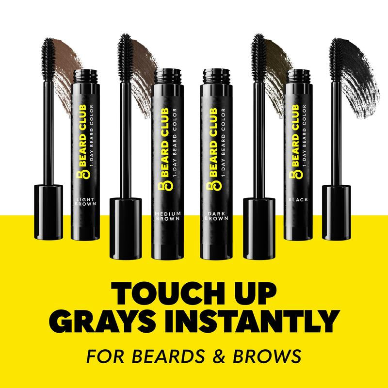 Beard Club One-Day Beard & Eyebrow Color - Available in Four Colors and Four Sizes - Temporary Color for Beard and Eyebrows, Covers Greys, Fills in Patches, and Enhances Volume - 30 Applications per Tube