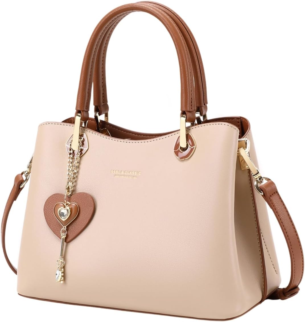 Women’s Top-Handle Vegan Leather Satchel | Detachable Strap Tote Handbag for Fashion & Everyday Use