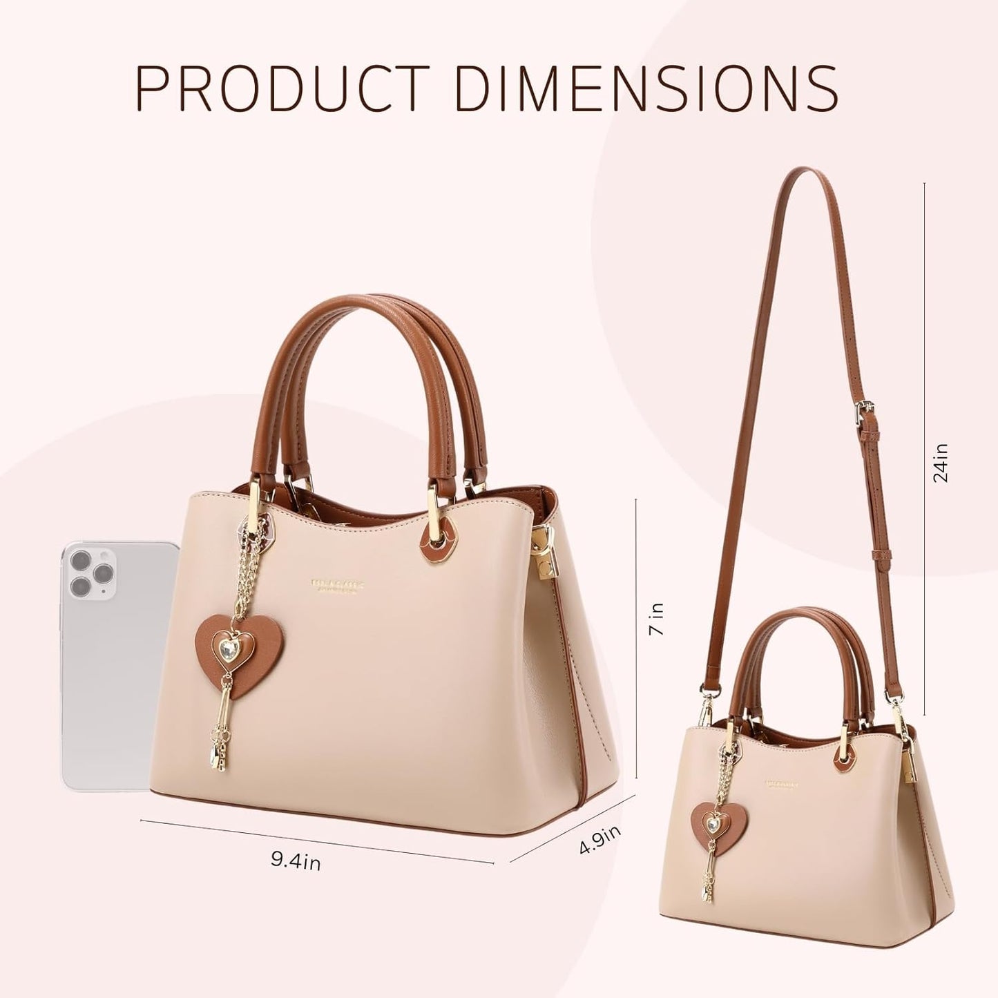 Women’s Top-Handle Vegan Leather Satchel | Detachable Strap Tote Handbag for Fashion & Everyday Use