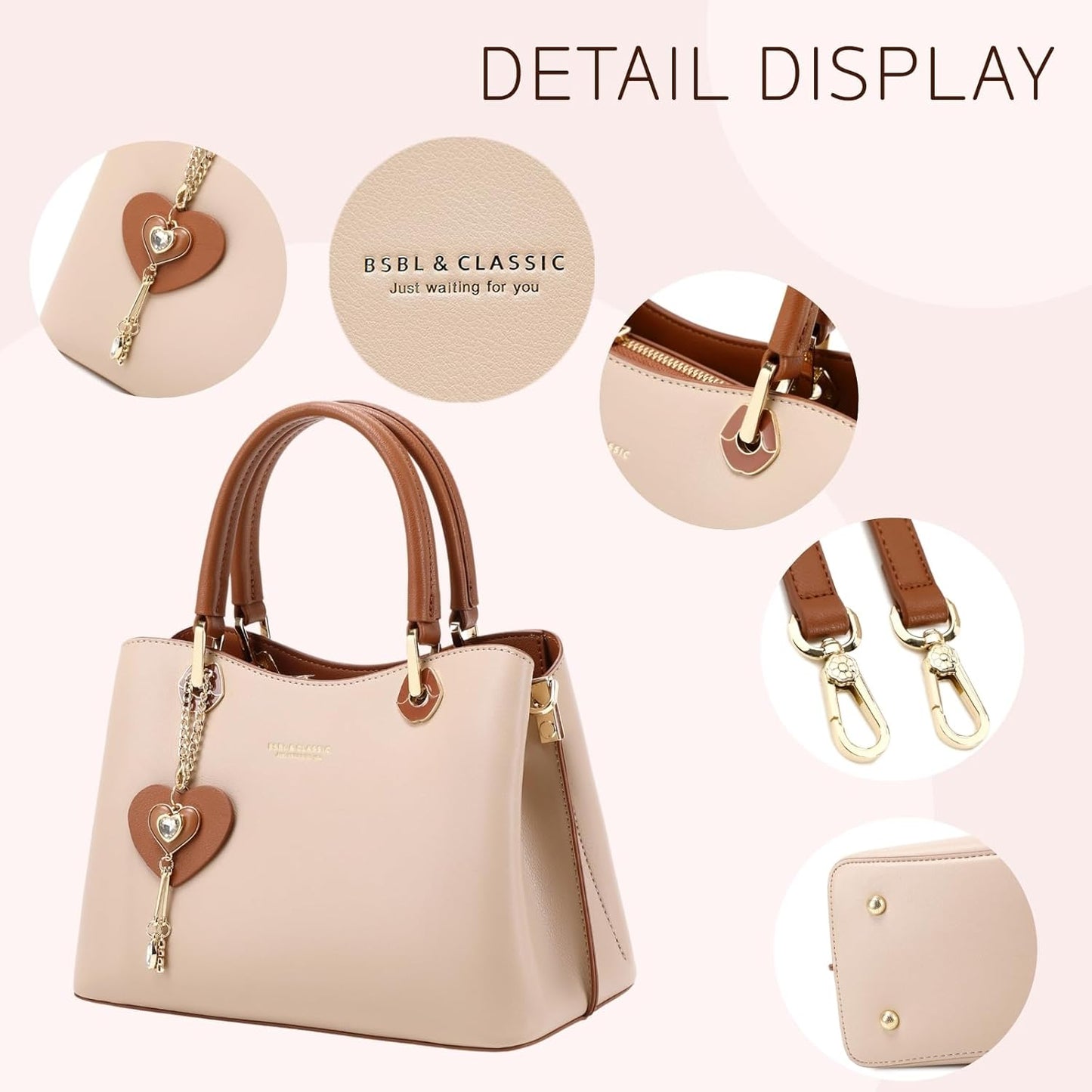 Women’s Top-Handle Vegan Leather Satchel | Detachable Strap Tote Handbag for Fashion & Everyday Use