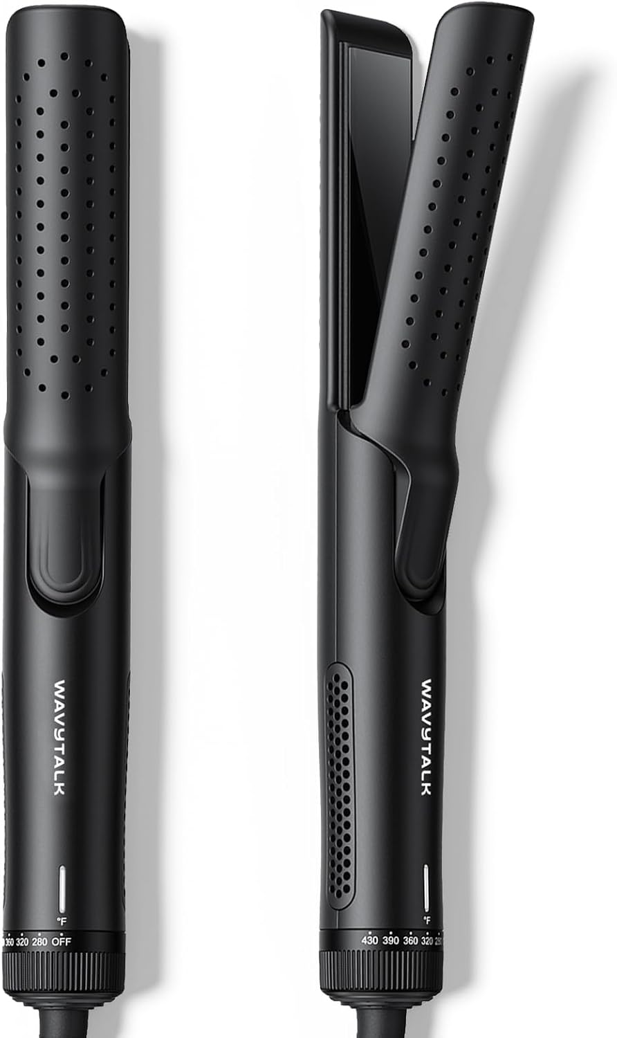 Airflow Styler Curling Iron | 2-in-1 Hair Straightener & Curler with Cool Air, Anti-Scald, 1.25” Pink