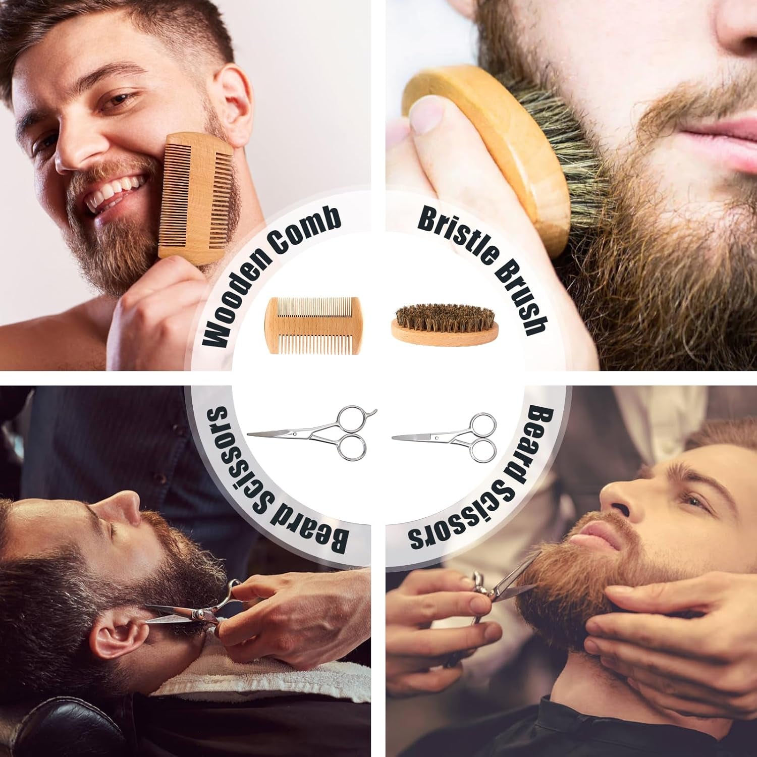 Beard Care Christmas Gifts Kit for Men, Beard Mustache Grooming Kit-Beard Balm, Beard Wash, Beard Oil, Brush, Scissors, Birthday Anniversary Thanksgiving Gifts for Husband/Boyfriend/Dad/Him